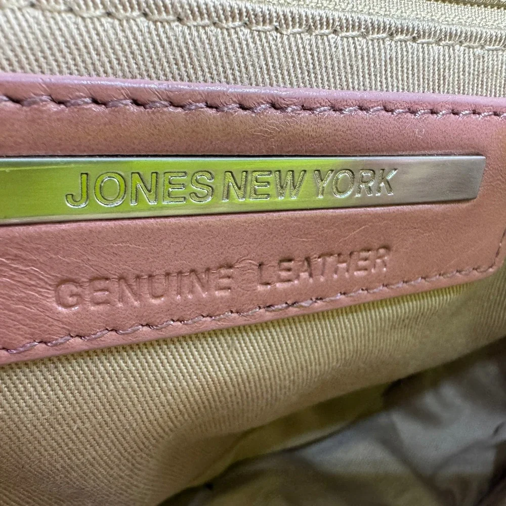 Jones New York Dusty Rose Pink Leather Shoulder Bag Buckle Baguette Purse - Picture 8 of 11